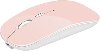 Luonih Rechargeable Wireless Bluetooth Mouse,Bluetooth 5.2+2.4G,3 Adjustable DPI,Silent Cordless Mouse with Bluetooth 5.0/2.4G,Compatibility with Laptop, PC, Windows Mac,iPad (Pink)
