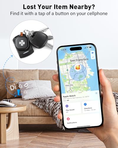 Smart Tracker Tag 4 Pack, Air Localizador Llaves Tag Bluetooth | Buscador de Llaves Funciona con Apple Buscar(Sólo iOS) , para Maletas/Carteras/Bolsos, Duración de la Batería de un Año 4