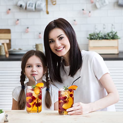 Yuleer Glass Cups With Lids & Straws 6 Pack, 16 Oz Can Shape Drinking Glasses Beer Glasses Tumbler Cups Water Bottles For Iced Coffee, Cocktail, Beer, Soda #TOP6