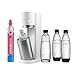 Price comparison product image SodaStream Duo Water Carbonator with CO2 Cylinder, 2 x Glass Bottles and 2 x 1 Litre Dishwasher-Safe Plastic Bottles, White, Height: 44 cm