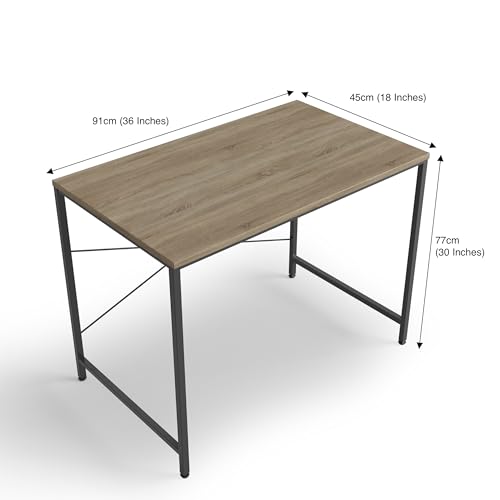 Image of FURLAY Slate Office Desk and Study Table | 1 Year Warranty | Metal and Engineered Wood Desk for Adults & Students | DIY (Classic Oak, 91 x 45 cm)