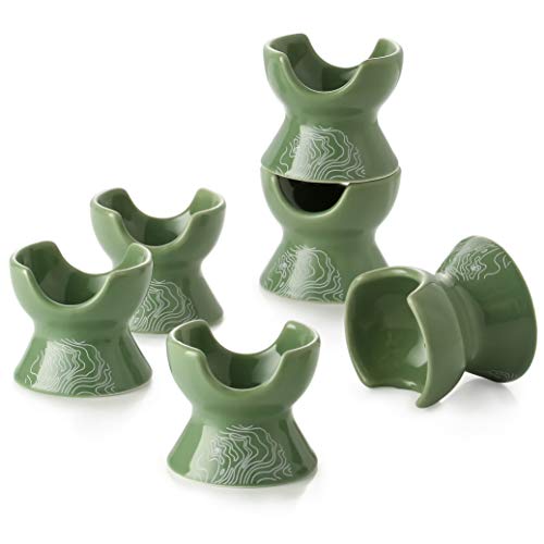DOWAN Porcelain Egg Cups Egg Holders for Hard Boiled EggsSoft Boiled Eggs Dishwasher Safe Egg Serving Cups for Breakfast Brunch Kitchen Thanksgiving Christmas Set of 6 Green