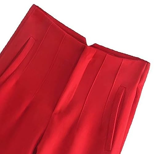 Women's Casual Wide Leg Pants Solid Color High Waisted Button Down Straight Long Trousers Pants Paper Bag Casual2