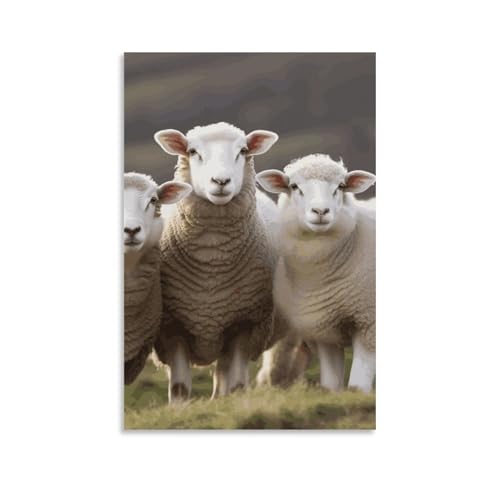 Peinture sur toile moutons et agneaux pour décoration murale de salon