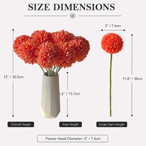 Image of Mandy's 12pcs Artificial Coral Ball Chrysanthemum Flowers