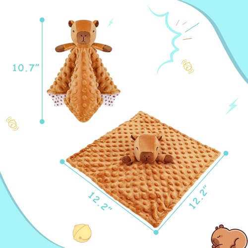 Image of Loveys for Babies,Kawaii Capybara Baby Security Blanket for Newborn Infant Toddler Snuggle Toy Stuffed Animal,Lovey Capybaras Security Blankets Gifts Baby Unisex Birthday(Capybara,12.2in)