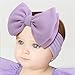 Lanmerry Big Bows Headbands for Baby Girls - Waffle Large Hair Accessories, Infant Toddler Headwrap 3 Pack Purple Ivory Light Blue