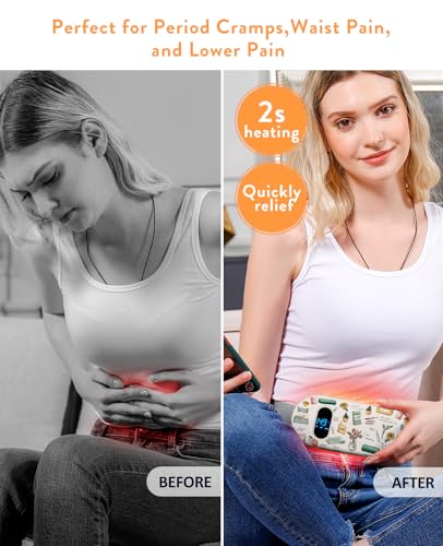 Image of Portable Heating Pad for Period Cramps: Menstrual Heating Pad with Unique Design, Fast Heating Pad with 6 Heat Levels and 6 Massage Modes, Gifts for Her, Women, Teens and Girls