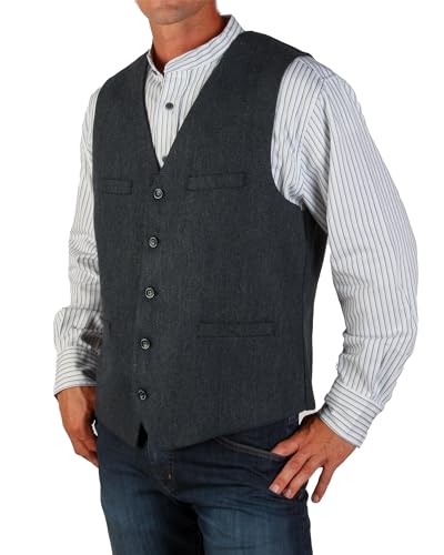 Celtic Ranch Men’s Irish Wool Blend Tweed Vest, Herringbone, Navy, 2XL