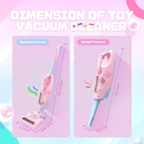 Toy Choi’s Staubsauger Spielzeug Set – Elektrischer Kinder Staubsauger Mit Flacher Düse, Sound und Ball-Plopp-Action – Vacuum Reinigungsset für Kinder, Jungen und Mädchen ab 3-6 Jahren (Rosa)