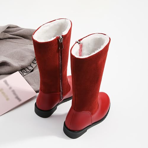 IWIHMIV Girls Riding Boots Mid Calf Round Toe Tall Boots with Side Zipper Comfortable Platform Dress Booties for Kids3