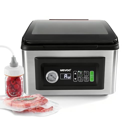 Wevac Chamber Vacuum Sealer, 12” Seal Bar, Auto Vacuum Time, Deep Chamber with Easy-Clean Design, Commercial-Grade for Meats, Liquids, Soups, Sous Vide & Mason Jars, CV12 Pro