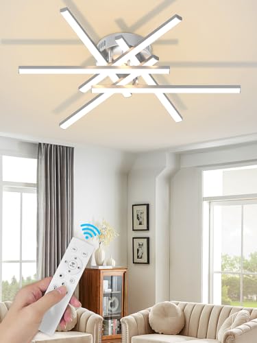 La Mejor Lista de Lámparas de araña comprados en linea. 48 Bacane Lámpara de Techo Moderna Sputnik de 48W, LED Iluminación de Techo con Control Remoto, Lampara de Araña de Empotrado para Dormitorio, Estudio, Cocina, Sala de Estar...