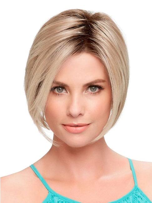 Ignite Petite Cap Wig Color FS17/101S18 - Jon Renau Wigs 5.75" Short Angled Layers Heat Resistant SmartLace Front Hand-Knotted Cap Sleek Bob Natural Hairline Bundle Hairloss Booklet, Comb