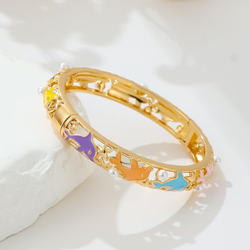 Image of Ethlyn Gifts for little girls Gold Plated Colorful Openable Kids Baby Girls Bangles Bracelets Birthday Gifts for 2years 4 years 5 years old girls