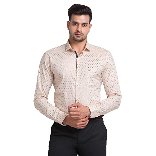 Image of Park Avenue Men's Pure Cotton Print Pattern Slim Fit Cut Away Collar Full Sleeve Casual Shirt