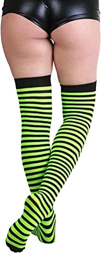 Image of ToBeInStyle Women's Opaque Hosiery Thin Striped Thigh High Long Stocking