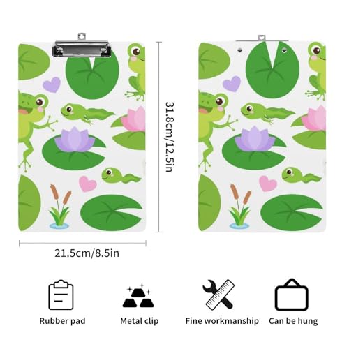 Porte bloc A4 grenouille verte avec pince à profil bas pour document - 2