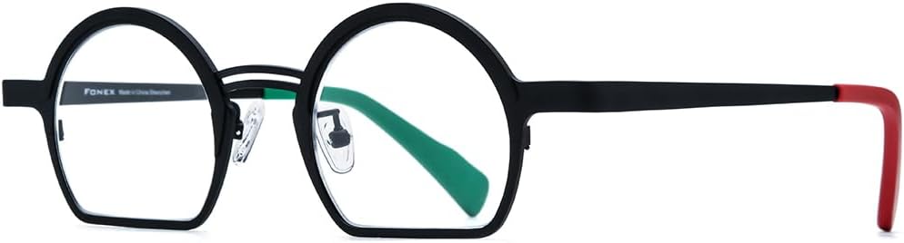 FONEX Colorful Pure Titanium Glasses Frame Women Retro 3/4 Round Eyeglasses F85785 - Image 5