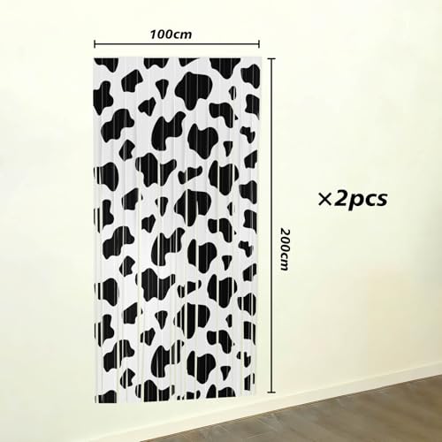 Cortinas de flecos de papel de aluminio con estampado de vaca Zliisang 3