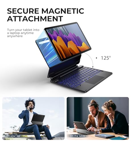 Dexnor Keyboard Case For Samsung Galaxy Tab S9 Fe 5G 10.9 Inch / S9 11 Inch Case With Keyboard Magnetic Floating Cantilever Stand Multi-Touch Trackpad Wireless Backlit With S Pen Holder Us Version thumb #2
