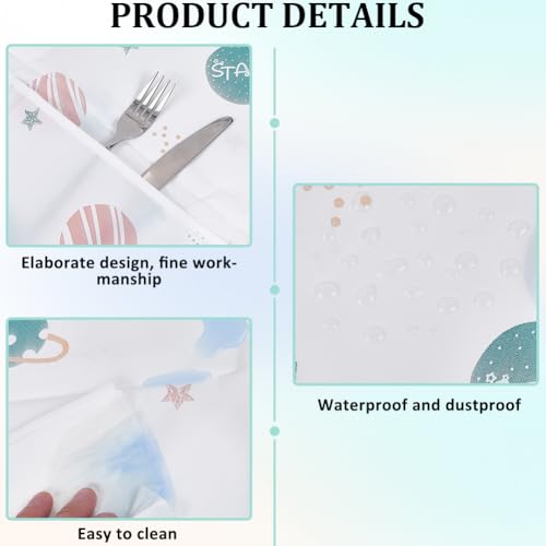 Image of CREATCABIN Refrigerator Dust Cloth Washing Machine Waterproof Cover PVEA Dustproof Fridge Top Cover Multi-Purpose with Side Storage Pockets for Kitchen Appliance Protector Planet 75 x 24 Inch