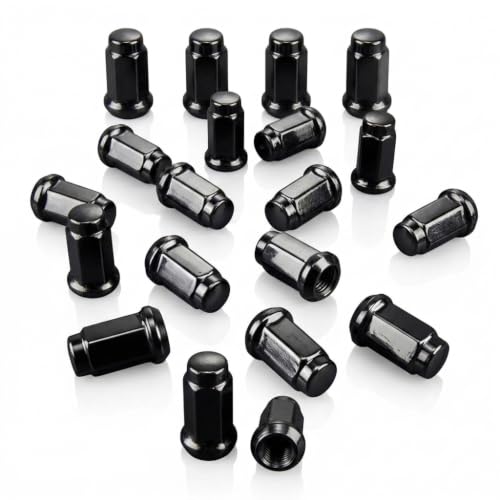 Image of MASSFX 16-Pack Durable Black 14mm Hex Lug Nuts, 32mm Length, & 10x1.25 Thread - Heavy Duty Replacement Lug Nuts for Golf Cart Wheels, Fits Most EZGO, Club Car & Yamaha Golf Cart Wheels
