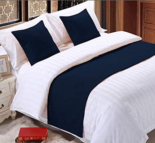 Kings Loft 800 Thread Count 100% Egyptian Cotton Solid 1 Piece Bed Runner Scarf Protector Slipcover Bed Decorative Scarf for Bedroom Hotel Wedding Room (California King, Navy)