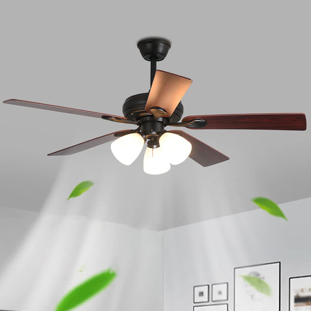 Ventilateur de plafond muet à 3 vitesses industriel en métal 52" avec éclairage