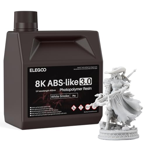 Image of ELEGOO 8K ABS-Like 3D Printer Resin White Smoke 2000g | 405nm Photopolymer Resin for 12K /14K /16K Mars Saturn Jupiter MSLA DLP LCD 3D Printing with Strength and Toughness