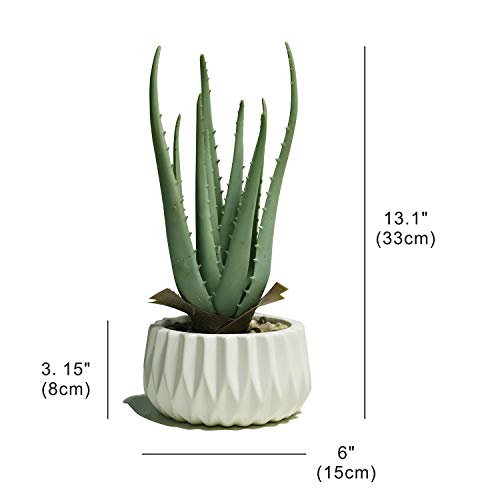 Suntimber Artificial Fake Plant Decor,Aloe Faux Plants In Elegant Ceramic Pot For Bathroom Shelf Decor, Desk Plant For Home & Office Decor - Artificial Fake Succulent Potted #TOP4