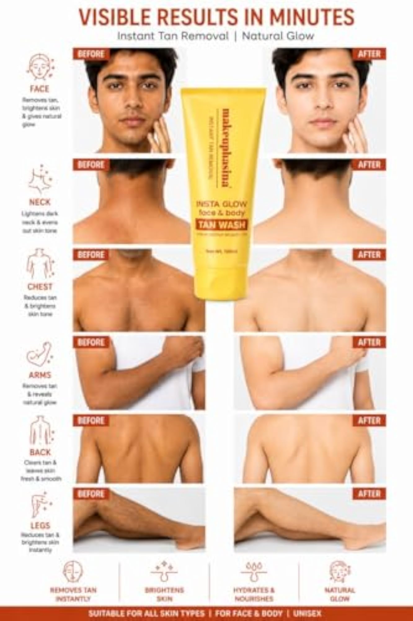Insta Glow Face & Body Tan Wash for Instant Bronzed Tan