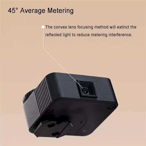 Professional Light Meter for Cameras, Real-time Exposure Tool with 2 Dials for Aperture & Shutter Speed, 45° Metering, Adjustable Cold Shoe Mount, Ideal for Vintage Photography (Black)