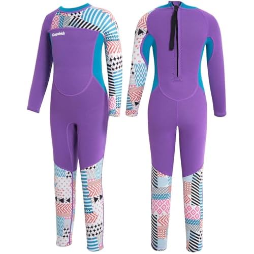 Gogokids Kinder Neoprenanzüge Thermische Bademode, Mädchen Einteiler Badeanzüge 2.5mm Neopren Taucheranzug Rash Guard Schnorchelanzug UV-Schutz 50+, M
