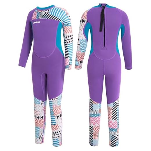 Gogokids Kinder Neoprenanzüge Thermische Bademode, Mädchen Einteiler Badeanzüge 2.5mm Neopren Taucheranzug Rash Guard Schnorchelanzug UV-Schutz 50+, M