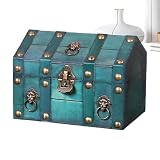 Fascino Estetico Sofisticato: Con un corpo verde scuro e una serratura in tonalità bronzo calda, questa scatola vintage offre un aspetto classico ricco che ricorda un tesoro antico. Funziona sia come accento decorativo che come soluzione pratica per organizzare piccoli oggetti in camere da o uffici. Il suo design raffinato migliora l'estetica degli interni con un'atmosfera vintage.