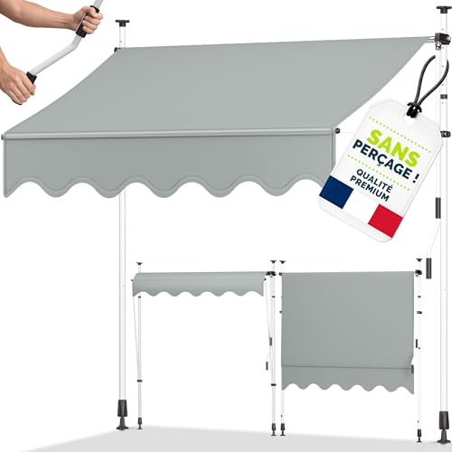 tillvex Store Banne Manuel rétractable avec manivelle pour Le Balcon | Marquise de terrasse sans percement | Marquise Soleil de Balcon auvent téléscopique...