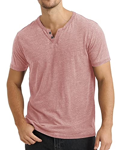 Men's T-Shirts,Henley Shirts For Men,V Neck T Shirts Men,Short Sleeve Button Up Shirts For Men,Mens Shirts Casual Stylish Pink #TOP26