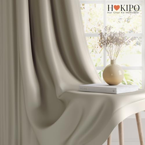 Image of HOKIPO Midnight True Blackout Curtains 7 Feet Long 1 Panel, Taupe