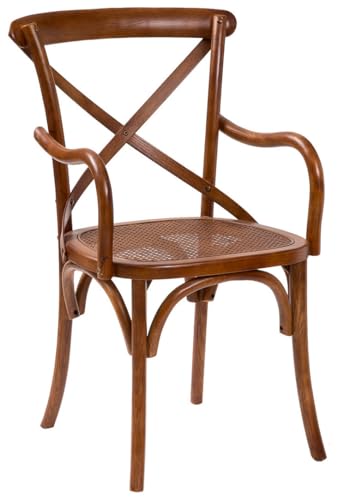 Biscottini Sedie sala da pranzo in legno massello e rattan - Sedia cucina e soggiorno 52x45x90 cm - Sedie da esterno e interno per eventi - Poltrona impagliata rustica con braccioli - Thonet vintage