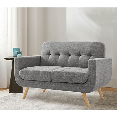 Rosevera Elena Contemporary Accent Armchair With Linen Upholstery Living Room Furniture, 2Seat, Gray #TOP28