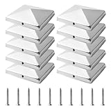 Pfostenkappen 7x7cm-10 Stück Verzinkte Pfostenabdeckung aus Metall, Pyramidenform Zaunpfosten Kappen für Holzpfosten- Abdeckkappen für Holzpfosten mit Schrauben-Witterungsbeständige Schutzkappe