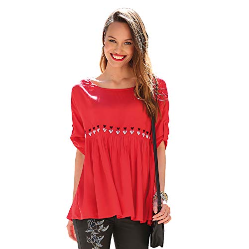 VENCA Blouse Manches 3/4 Ajustables Broderie Taille Effet froncé Femme - 019232