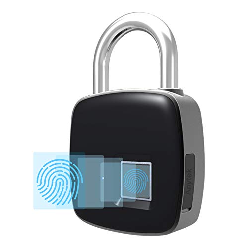 Smart Fingerprint Padlock Biometric ANYTEK P3 Waterproof Lock with Finger Print Security Touch Keyless Lock USB charge and 1 Years Standby Time for Gym Locker Suitcase Cabinet Box Black