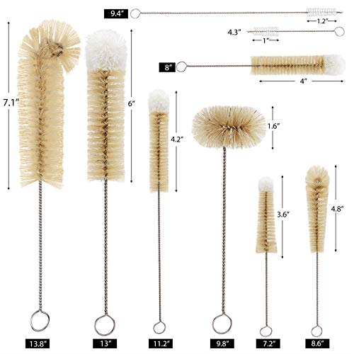 Mastertop 9 Pieces Bottle Brush Set - Long Water Bottle And Straw Brush Cleaner Bpa Free Bottle Cleaner Brush For Straws Baby Bottle Pipes Coffee Grinder Teapot Narrow Neck Wide Mouth Water Bottles #TOP6