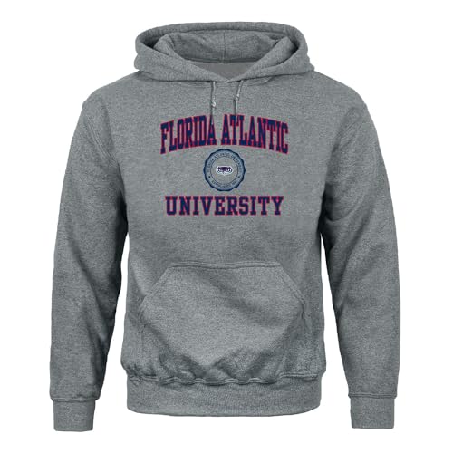 Barnesmith Florida Atlantic University FAU Owls Hooded Sweatshirt, Heritage, Charcoal Grey, Small