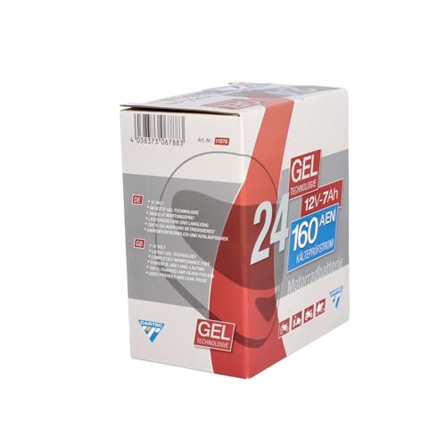 CARTEC Motorradbatterie YTX7L-BS, 7Ah, 160A, Gel Technologie Motorrad-Starter-Batterie, Erstausrüsterqualität, zyklenfest, lagerfähig, wartungsfrei, schwarz