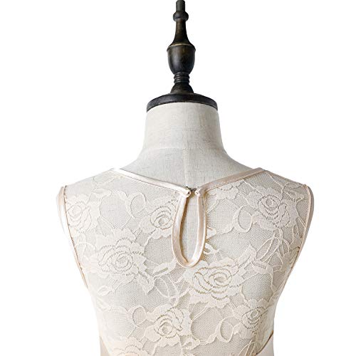 Weileenice Big/Little Girls Lace Bridesmaid Dress with Belt Sheer Back Bohemian Kids Wedding Pageant Party Maxi Dresses4