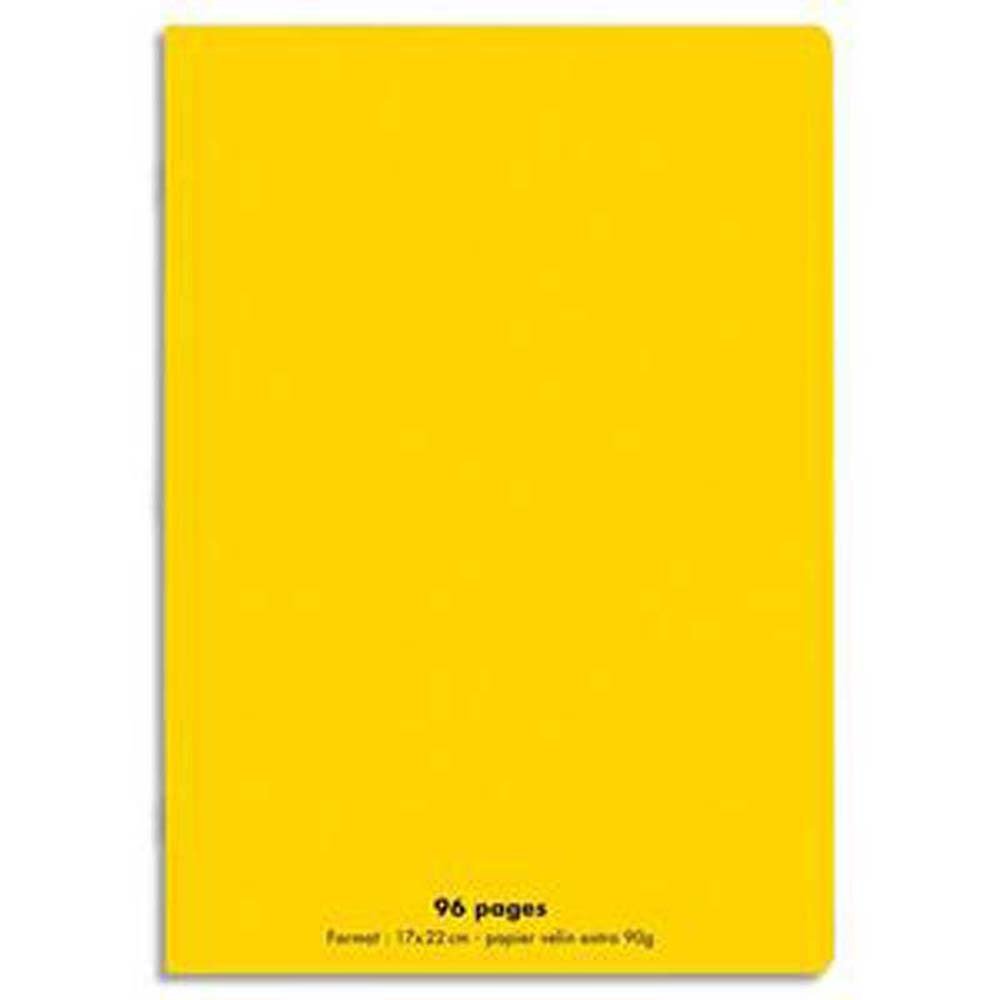 Lot de 10 Cahiers piqûre, 96 pages, Grands carreaux Seyès, Format 24 x 32 cm, Couverture polypro JAUNE
