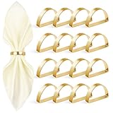 Worthyeah 16Pcs Metal Gold Napkin Rings Set, Stainless Steel Metal Gold Napkin Holder, Fall Thanksgiving...